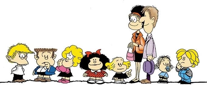 Personagens das tirinhas da Mafalda.